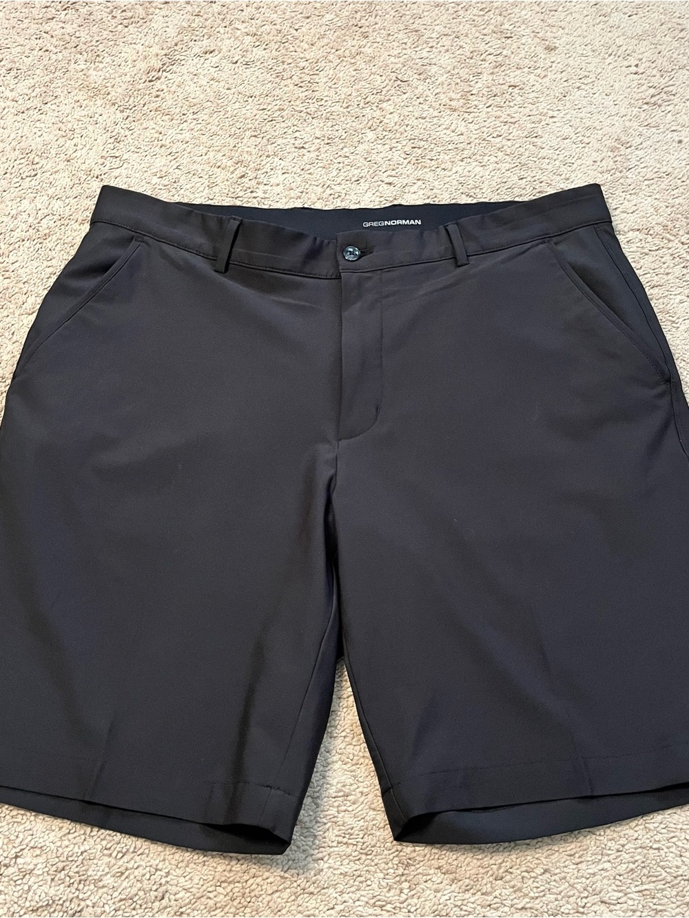 Greg Norman Collection Black Flat-Front Performance Golf Shorts